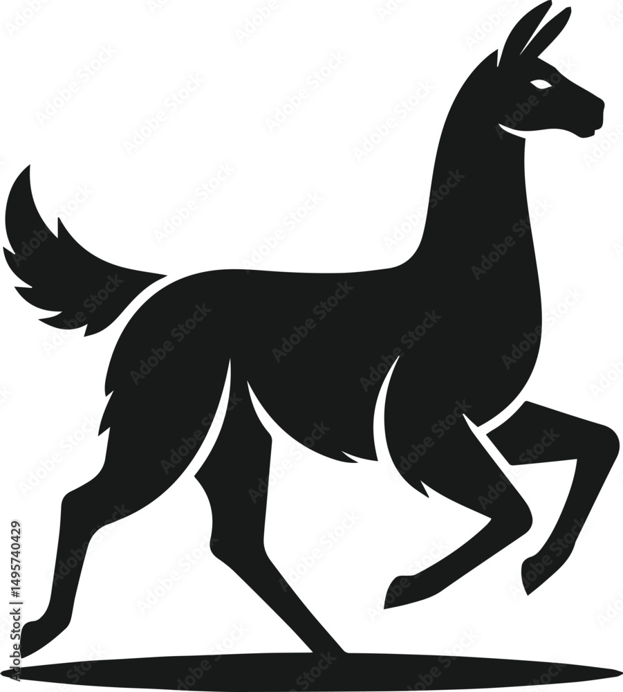 Fototapeta premium llama alpaca silhouette animal vector drawing