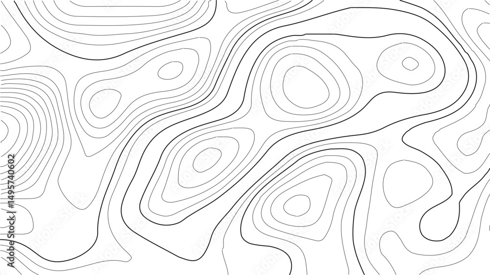 Fototapeta premium Waves of Discovery: Abstract Topographic Flow. The Quiet Grid: Minimal Vector Landscapes. Contours of Thought: A Geometric Exploration. White Noise Terrain: A Stripe-Line Cartography. Mapped Silence.