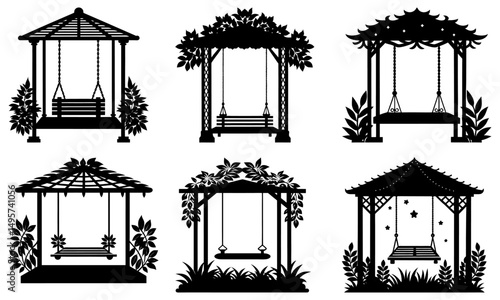 Pergola Swing silhouette vector