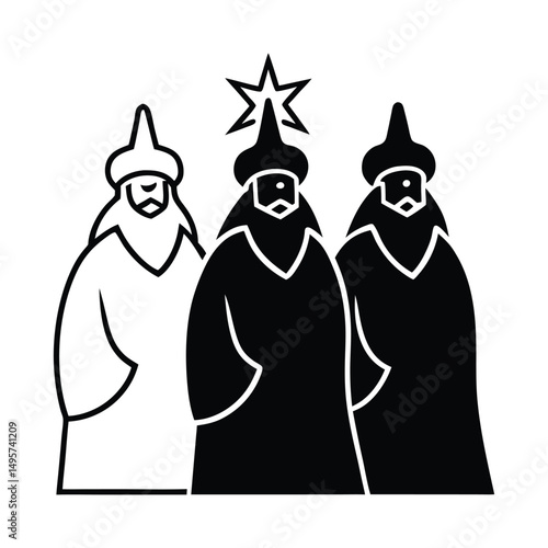 Tres Reyes Magos vector silhouette 