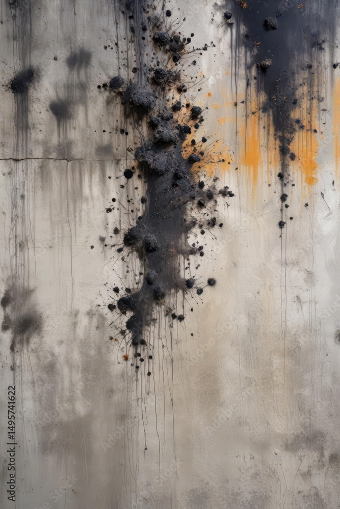 Obraz premium Close-up of black mold on a weathered cement wall , concrete, background