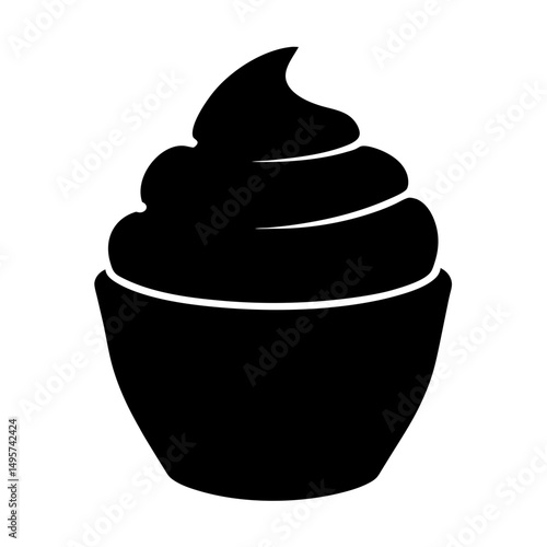 Deliciously stylized cupcake with a generous swirl of rich, dark frosting