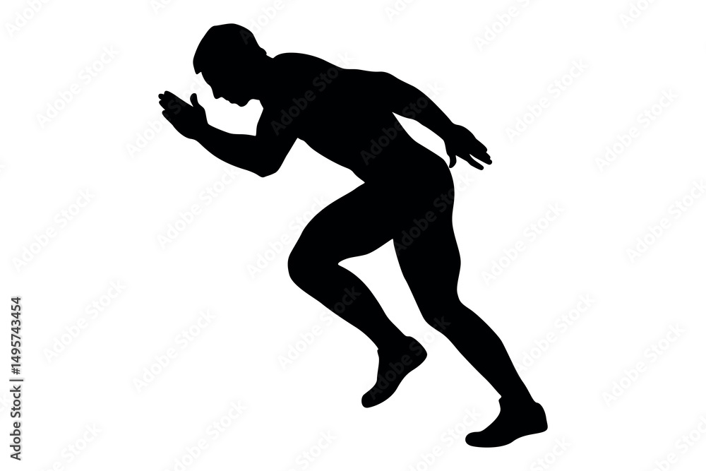 Naklejka premium Vector art of Silhouette of a man running isolated on white background, showcasing athleticism