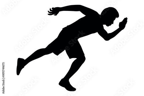 Vector art of Silhouette of a runner sprinting isolated on white background