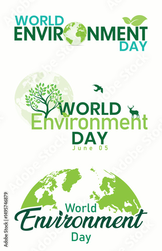 Set of World Environment Day logo, art for Environment Day