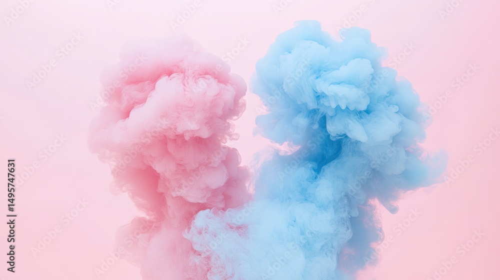 Fototapeta premium Abstract Pink and Blue Ink Clouds Colliding