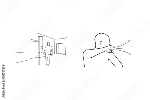 Illustration showing healthcare and health safety measures in the hospital environment.