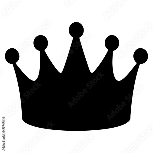 Black silhouette of a royal crown with five points and orbs
