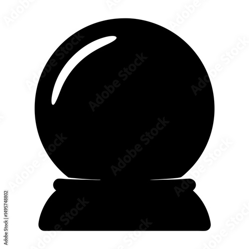 Ethereal black crystal ball silhouette revealing unknown mystical futures and possibilities