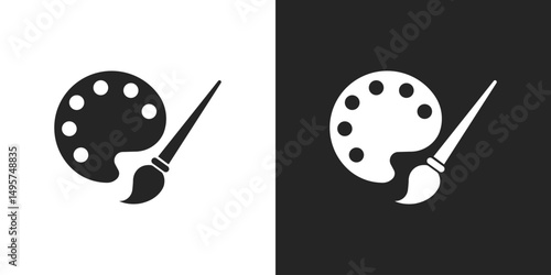 Art palette, creative painting with brush for design icon vector illustration