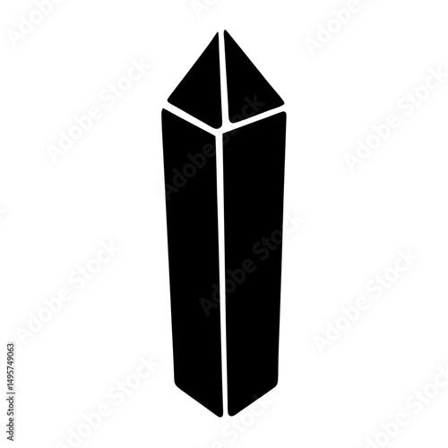 Abstract illustration of a tall black obelisk with a pointed top