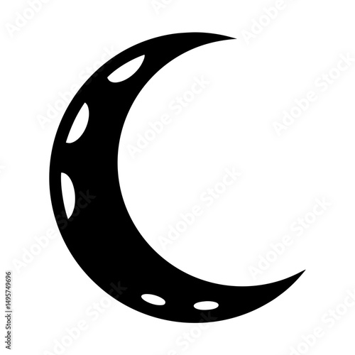 Crescent moon shape with small white dots along the outer curve