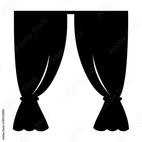 Silhouette of elegant theater style curtains drawn open for a performance