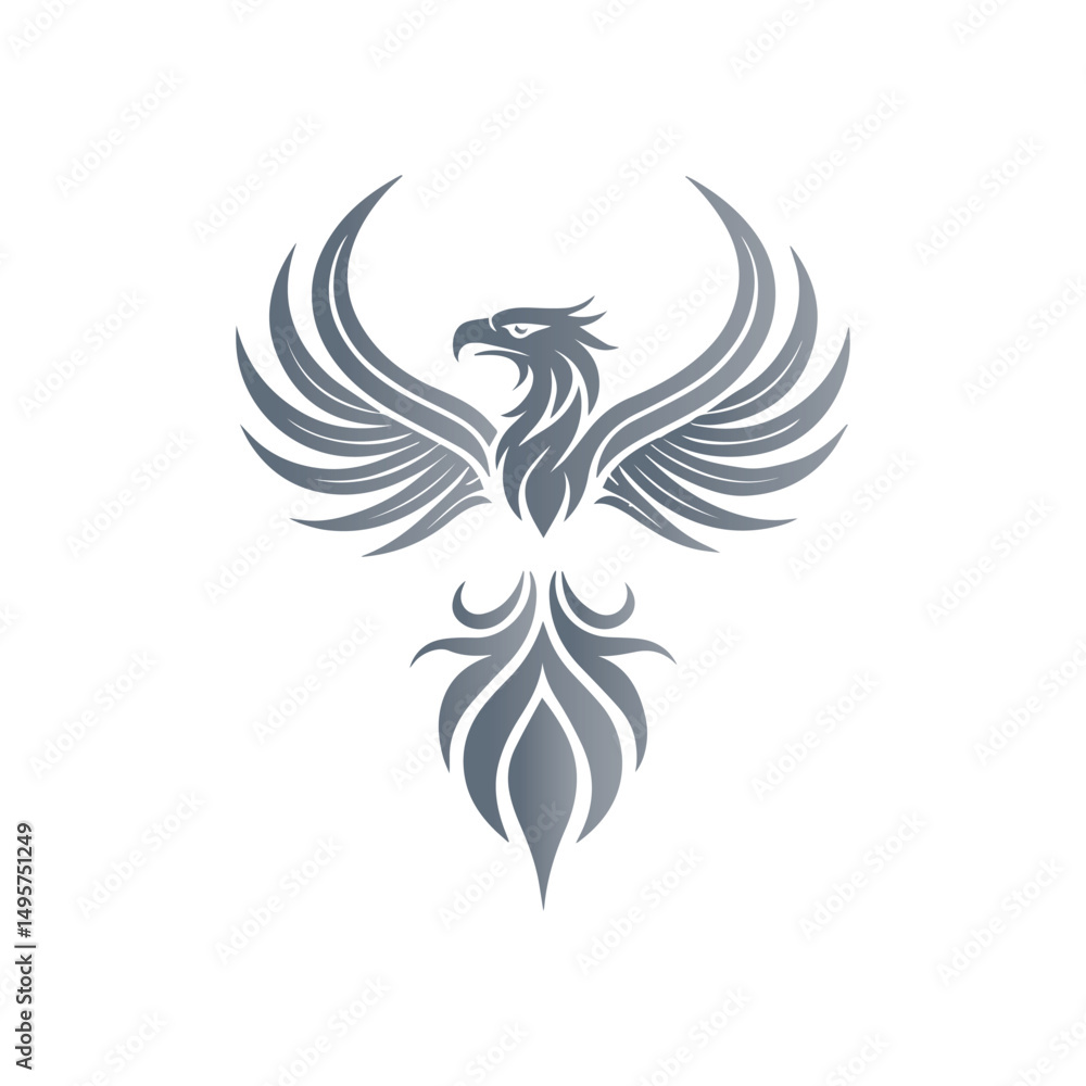 Fototapeta premium Silver Phoenix Rising Emblem