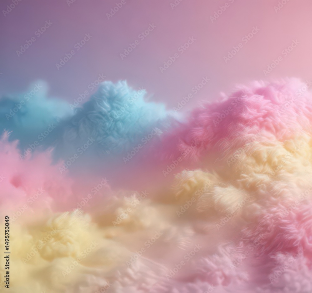 Fototapeta premium Soft, fuzzy gradient; pink, blue, yellow hues, watercolor, cotton candy, gradient