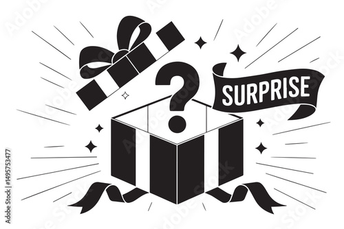Gift Box with Question Mark Surprise Illustration