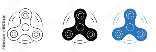 Fidget spinner vector, icon set. Silhouette of Fidget spinner symbol with outline. Fidget spinner toy for stress relief vector illustration.