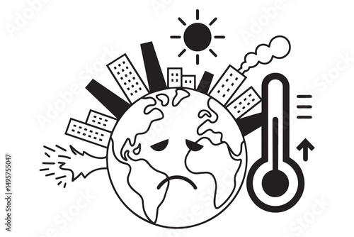 Climate Change Global Warming Pollution Impact Illustration
