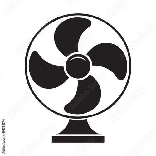 electric fan silhouette vector illustration. Vector black silhouette. with white background