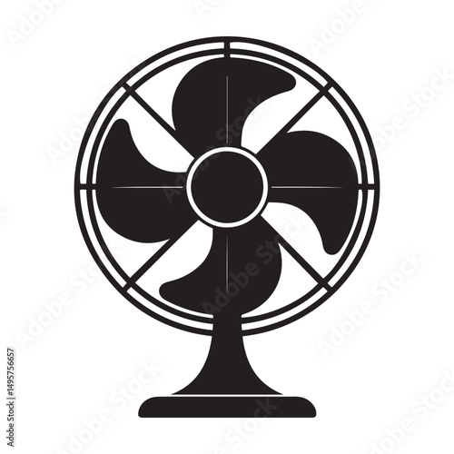 electric fan silhouette vector illustration. Vector black silhouette. with white background