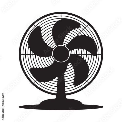 electric fan silhouette vector illustration. Vector black silhouette. with white background