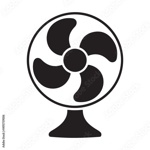 electric fan silhouette vector illustration. Vector black silhouette. with white background