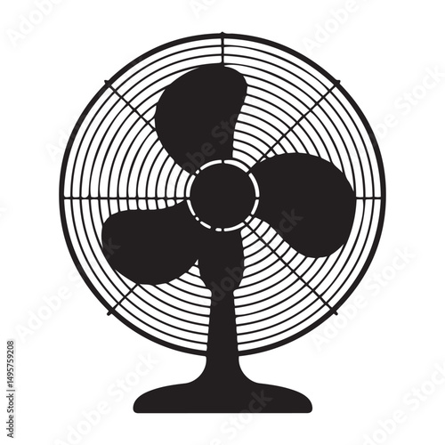 electric fan silhouette vector illustration. Vector black silhouette. with white background