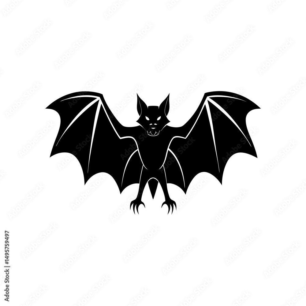 Vampire Bat wings spread wide silhouette illustration. Vampire Bat wings spread wide silhouette illustration.