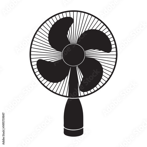 electric fan silhouette vector illustration. Vector black silhouette. with white background