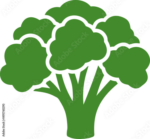Simple green broccoli silhouette in a minimalist. Vector illustration