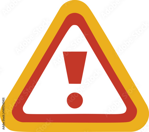 Warning sign with red exclamation mark inside yellow triangle. Vector illustration