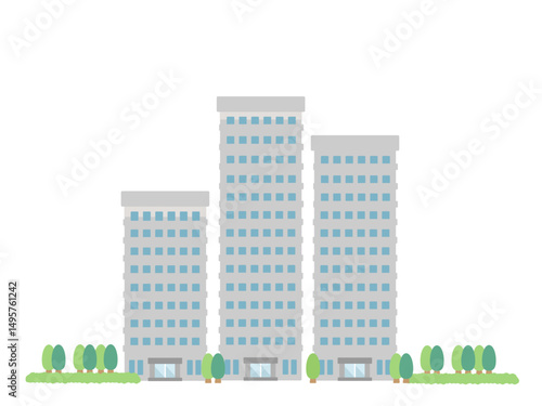 マンション  高層ビル  街並み  建物  イラスト