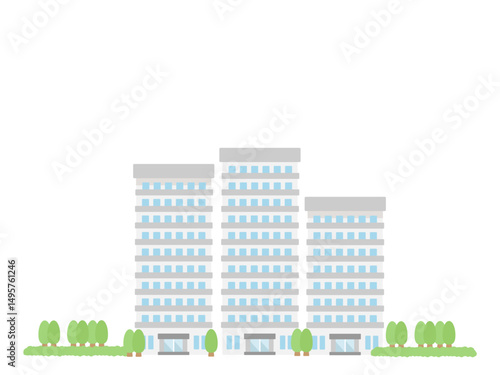 マンション  高層ビル  街並み  建物  イラスト