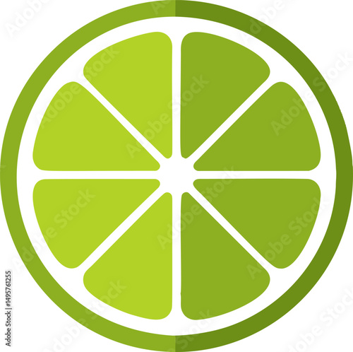 Lime slice graphic with vibrant green segments. Vector illustration
