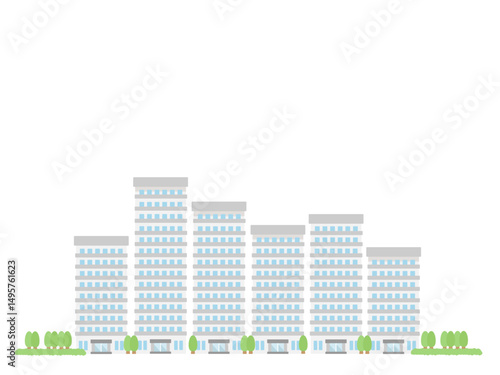 マンション  高層ビル  街並み  建物  イラスト