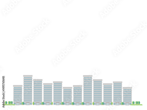 マンション  高層ビル  街並み  建物  イラスト