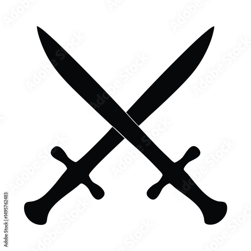 Two crossed swords symbolize conflict, battle, strength, valor and heroic tales