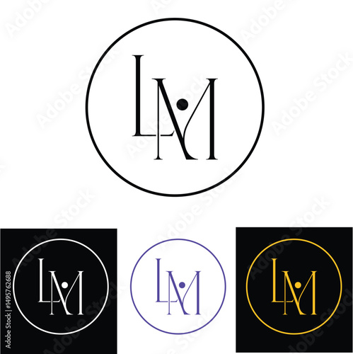 LM Monogram Logo Design with Multiple Color Variations in Circular Layout for Modern Branding and Identity
