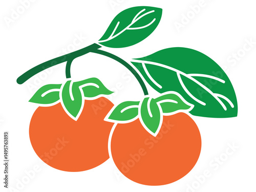 persimmon fruit icon, persimmon fruit vector illustration on white background