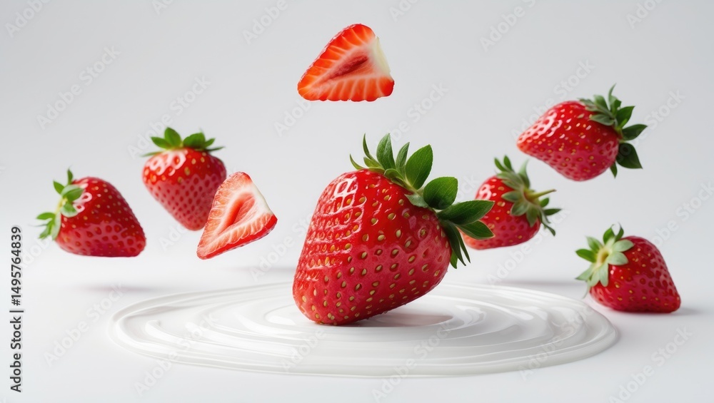 Cut strawberries with an area for text. Cut strawberries with an area for text.