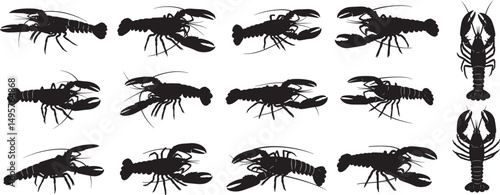 Lobster silhouettes seamless pattern vector illustration seafood restaurant design art print 100 char