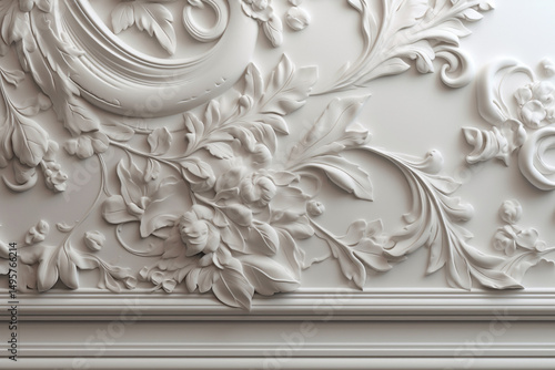 Timeless Grace Floral and Swirling White Plaster Details