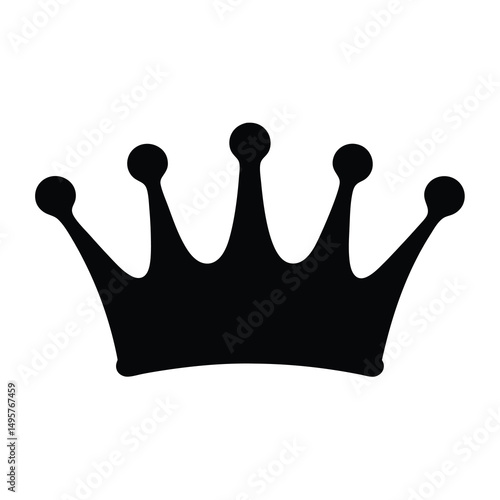 Simple black crown illustration with rounded tips represents royalty and leadership