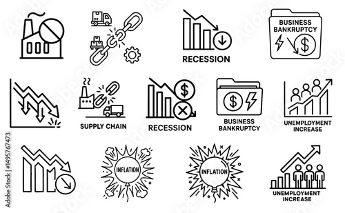 debt crisis visual concept. Business infographic illustrating economic downturns and challenges.