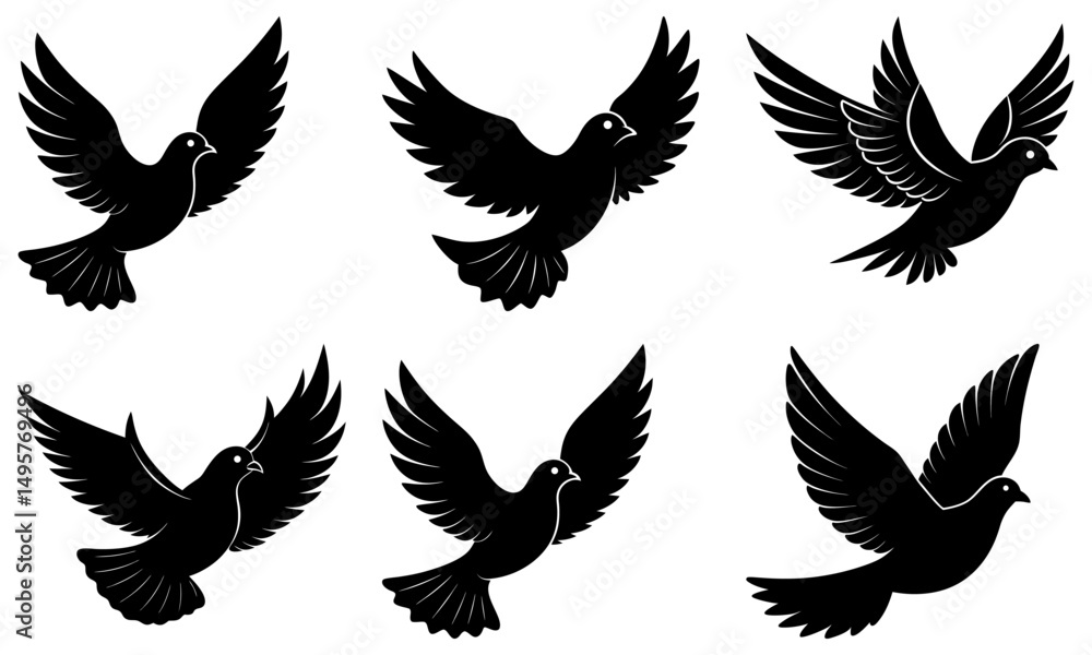 Naklejka premium Flying Dove Silhouette vector