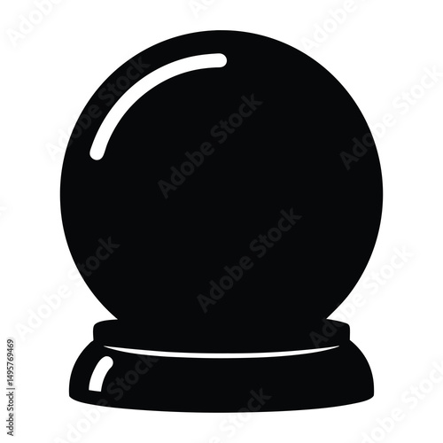 Simple black and white illustration of a fortune teller's crystal ball