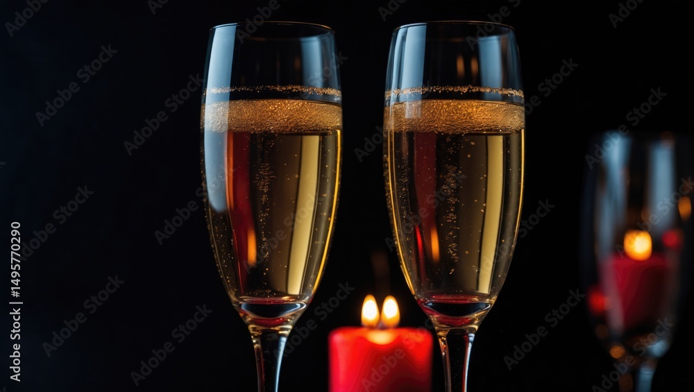 Romantic night. Glasses. Candles. Black setting. Vertical Romantic night. Glasses. Candles. Black setting. Vertical