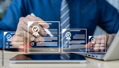 Fotografija Concept of digital document signing and paperless contract management