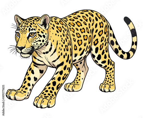 African leopard color on a white background