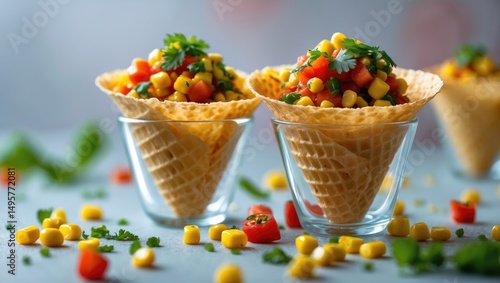 Corn dialogue in papad cone, well-liked appetizer option